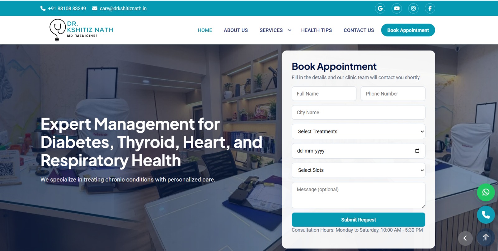Clinic website design preview